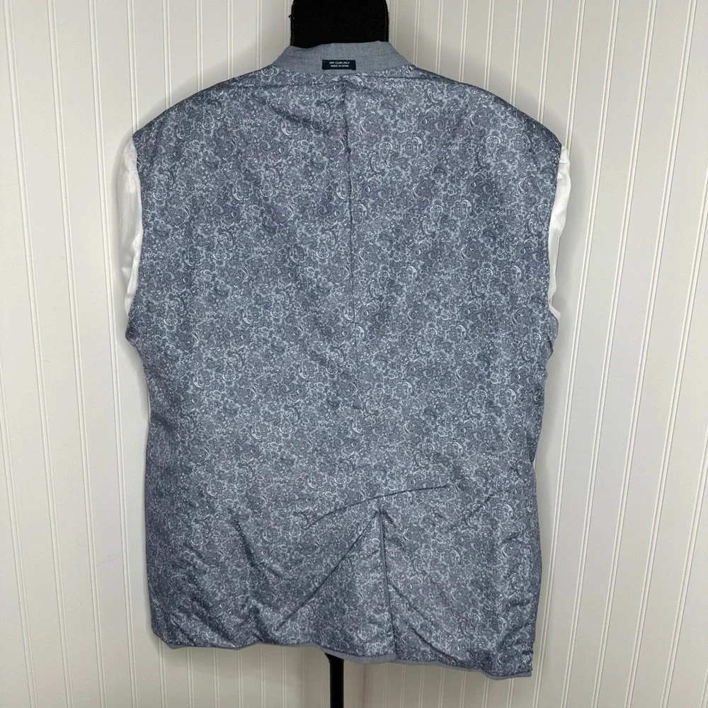 Saddlebred Blue Cotton Blazer Paisley Sport Coat Suit Jacket Two Button Mens 50R